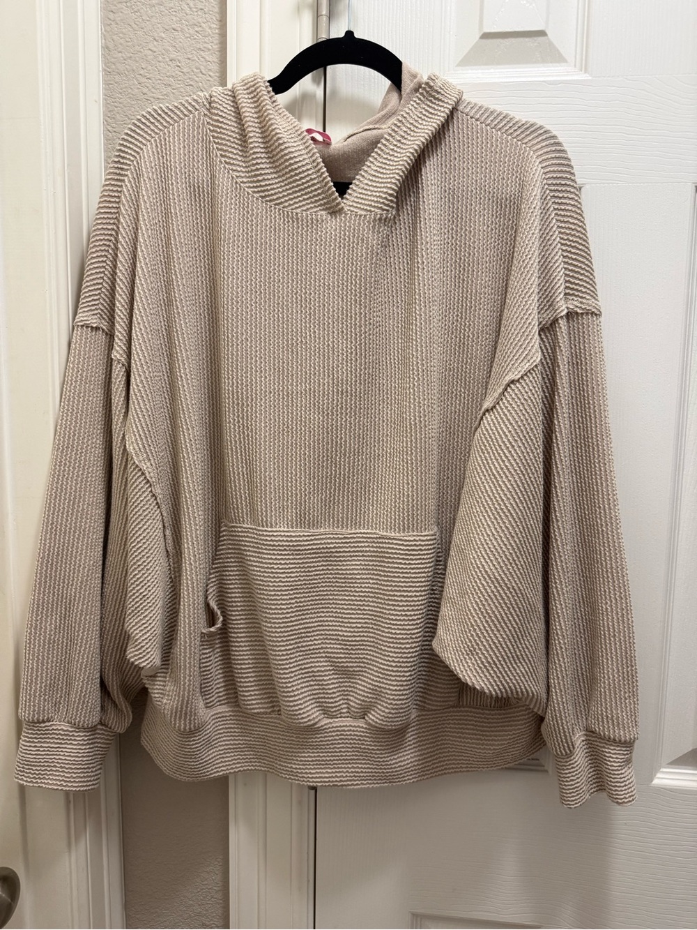 Pink Lily Oversized Hoodie in Light Beige